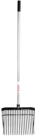 Red Gorilla Medium Bedding Fork with Straight Handle Black Lightweight for Stable Bedding Mucking Out Hay and Garden Compost 154cm Long
