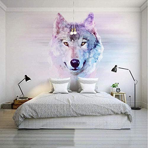 Motiv Tapete Lila Tier Wolf 3D Design Tapete Foto Wandbilder Vlies Tapete Vlies Tapete Wandbild Tapete Moderne Dsch Wanddekoration fototapete 3D Tapete effekt Vlies wandbild Schlafzimmer-250cm×170cm