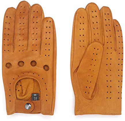 Harssidanzar Herren Autohandschuhe Lederhandschuhe Unliniert GM026D,Bräunen, Größe XL