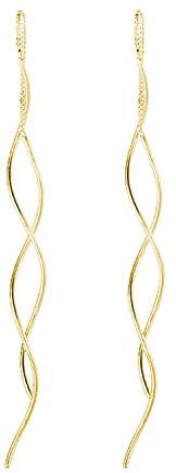 Reffeer örhängen i massivt 925 sterlingsilver, dubbla linjära böjda, med tofsar, trädörhängen, perfekt för kvinnor, tonåringar, flickor, Silver