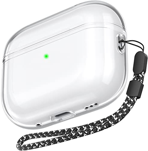 AhaStyle Transparente Coque Airpods Pro 2 Housses Protection | Anti-jaunissement, TPU Respectueux de l'environnement, avec Dragonne, Protection Totale, Airpods Pro 2 Accessoires