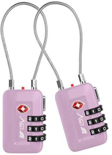 BV TSA Kofferschloss, Zahlenschloss Vorhängeschloss – TSA Schloss für Flugreisen, Reisekoffer, Gepäck, Schulspind, Aktenschrank, Werkzeugkasten, Tasche (2er-Pack, Lila)