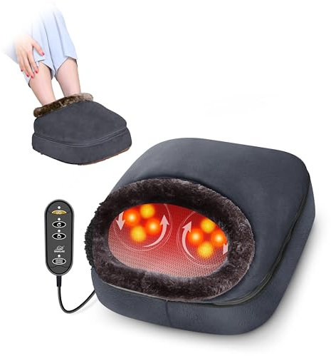 Snailax 2-in-1 Shiatsu-Fuß- und Rückenmassagegerät mit Wärme - Knetbares Fußmassagegerät mit Heizkissen, Rückenmassagekissen oder Fußwärmer, Massagegeräte für Rücken, Beine, Füße, Entlastung Grau