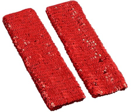 Fingerlose Pailletten Handschuhe,Halbfingerhandschuhe mit Pailletten,Arm Warmers Long Stulpen Handschuhe,für Maskeradepartys Halloween Cosplay Accessoires Opernaufführungen,Rot,9×21cm