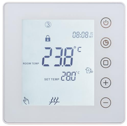 Wengart 24V WiFi Termostato de Ambiente de calefacción WG201,3A 2.4GHz Tuya App programable en 7 días, Teclas táctiles, retroiluminación, para Sistemas de Calentamiento de Agua