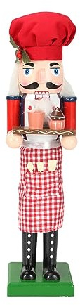 Adorno de cascanueces de madera, decoración de Navidad, figuras de cascanueces, estatua de soldado cascanueces, chef