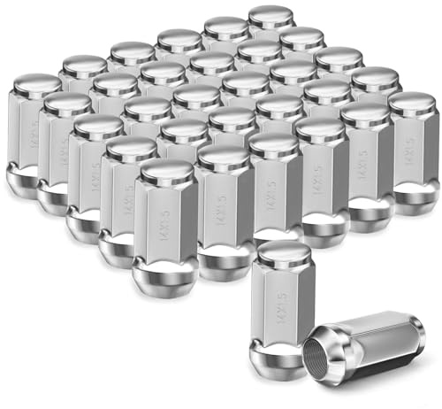 TAGMORE 24pcs M14x1.5 Lug Nuts - Compatible with Chevrolet Colorado/Suburban/Silverado, GMC Express/Yukon/Sierra 1500, Ford F150/Expedition, One-Piece Design Factory Chrome Wheel Lug Nut Set