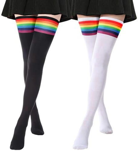 DRESHOW 2 Paia Donna Extra Lunghi Calzini da Ginocchio Coscia Alta Calze Stivali Calze Sopra il Ginocchio Calze