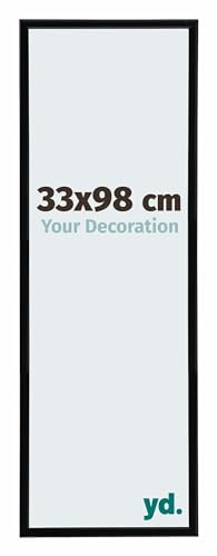 yd. Your Decoration - Cadre Photo 33x98 cm - Noir Brillant - Cadre Photo en Plastique Avec Verre acrylique - Anti-Reflet - Cadre 33x98 - Annecy