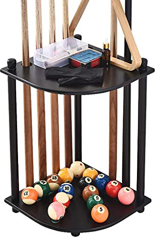 Billard-Queue-Racks, Billard-Queue-Bodenständer/Pool-Queue-Halter, schwarzes Finish – Massivholz, Billard-Ständer, Pool-Queue-Halter