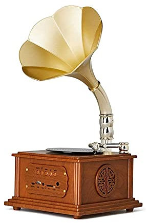 ROLTIN Tocadiscos Retro, Gramófono, Mini Vintage Retro Clásico Gramófono Forma de fonógrafo Altavoz estéreo Sistema de Sonido Caja de música ShaoSu