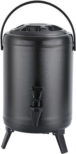 Hot Water Dispenser, Stainless Steel Catering Urn Commercial Insulated Coffee Dispenser Milk Tea Barrel with Tap for Coffee, Tea, Beverages(Color:Black,Size:8L)