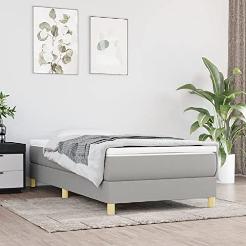 THOYTOUI Boxspringbett, Bettgestell Bettstütze Betten Seniorenbett Geeignet für Aufenthaltsraum Schlafzimmer Gästezimmer Hotel mit Matratze Hellgrau 90x190 cm Stoff