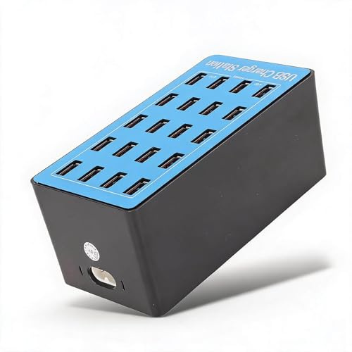 Station de USB Multiple, Chargeur Multiple, Station de Hub USB 5 V 20 A 100 W 20 Ports avec Ventilateur de Refroidissement à 50 Degrés pour Téléphone Tablette (Prise UE)