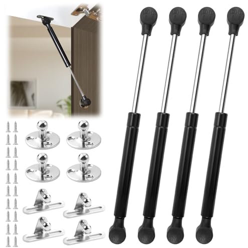 Amortiguador Puerta Cocina 200N, 4 Piezas Pistones Hidraulicos Muebles Cocina, Amortiguadores Muebles Cocina Resorte De Compresión, Amortiguadores Hidráulicos De Gas Con Bisagra De Pistón, Negro