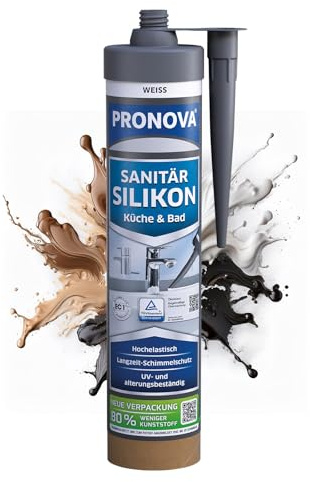 Premium Sanitär Silikon weiß Dusche Bad & Küche Dichtmasse für innen und außen Sicher gegen Schimmel 280ml - Made in Germany Vergilbungsfrei, Hochelastisch, UV- und alterungsbeständig