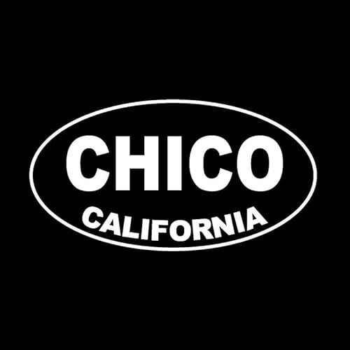 JIFENLI Autoaufkleber 15CM * 8CM Oval Auto Aufkleber Vinyl Aufkleber CHICO CALIFORNIA Schwarz Silber