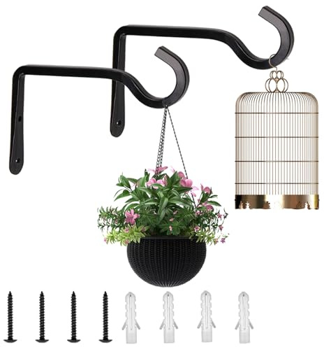 ZoeWei Wandhaken für Blumenampel, 2 Stück 15 cm Pflanzenhalterung Blumenampelhalter Hängepflanzenhalter aus Eisen Blumenampel Wandhalter Haken zum Aufhängen von Pflanzen Vogelhäuschen Laterne