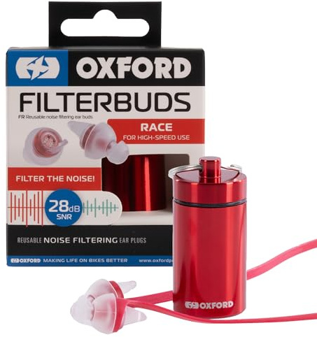 Oxford FilterBuds Wiederverwendbare Ohrstöpsel mit Geräuschfilterung für Motorradgebrauch Race 28 SNR