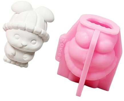 ohodhmnu Moldes de silicona con forma de conejos 3D, estatua de animales, moldes de silicona para hacer resina epoxi, decoración de yeso
