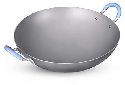 SGKOMN Padella Antiaderente Non Rivestita a Fondo Tondo, Padella in Titanio Puro per Uso Domestico, Sana, Senza ruggine e con Meno Fumo oleoso, Spessore: 2,0 mm, 38 cm(Thickness: 2.0mm-40cm)