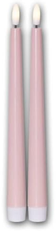 Star Trading 060-24 LED-Stabkerze Flamme Candy, 2er Set pastellpink, Kunststoff, ca. 2,3x26 cm, naturgetreue Flamme, Batterie, Timer, Vierfarb-Karton