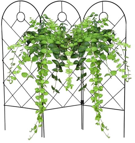 Metal Garden Trellis, Decorative Garden Fence, Climbing Plant Trellis, Plant Support Frame for Climbing Outdoor Vegetables, Vines, Flowers Potted Rose Tomato Cucumber