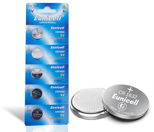 Lot de 5 piles bouton CR1632 Eunicell 3 V au lithium pour Airtags, porte-clés, appareils domestiques, fitness et accessoires médicaux