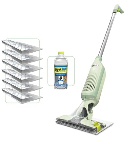 Shark VacMop 2-in-1 Cordless Hard Floor Vacuum Spray Mop, VM200UKGN | 6x Disposable Pad Refills, 355ml Multi-Surface Floor Cleaner, Lightweight 1.5kg, Maintenance-Free Disposable Pads, Lime Green