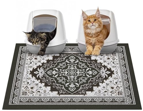 Hedgeink Katzenklo Matte Rutschfeste Wasserdichte Katzenstreumatte Waschbar Weich zu den Pfoten Urinfeste Bodenmatte für Wohnungskatzen, 85 x 57 cm