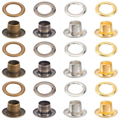 GORGECRAFT 200 Set 4 Occhielli in Metallo Colorati per Tessuto Occhielli Quicklet da 5mm con Rondelle Kit di Piccoli Occhielli Autoportanti in Ferro per Riparare Perline Vestiti Scarpe Pelle Tela