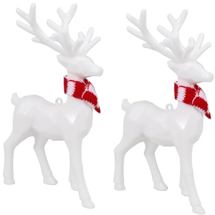Homoyoyo 2 Stück Teiliges Rentier Deko Stehende Weihnachtsdeko Figuren aus Langlebigem Weiße Statue mit Festlichem Design Tischdekoration für Zuhause und Weihnachtsfeier
