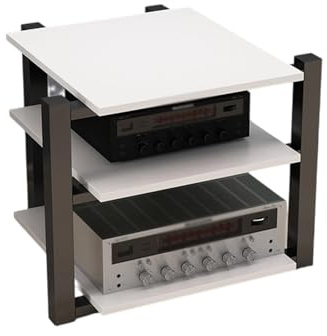 3 4 5 Livelli Mobile Componenti Stereo Mobile Hifi Audio Video Rack AV Tower Media Stand Per Studio Di Registrazione Di Soggiorno Di Gioco Domestico(White,70 * 55 * 65cm/27 * 21 * 25in)
