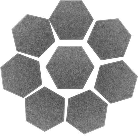 HAMPPLIES 8pcs Hexagonal Acoustic Panels Sound Absorbing Felt Soundproofing Wall Tiles Deep Gray for Studio Office Home Theater Noise Isolation and Audio Enhancement