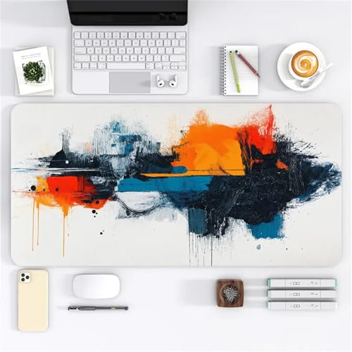 Alfombrilla Ratón XXL 1000x500x2 mm alfombrilla de ratón Gaming,Alfombrilla de Ratón Grande Antideslizante,Escritorio Tapete Raton Mejora la Precisión, Mousepad para PC y Portátil(Naranja Negro Azul)