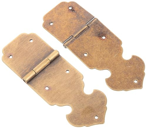 KOMBIUDA 2 Cerniere a Battuta in Ottone Anticato per Sportelli Armadietti e Scatole di Legno Cerniere per Porte Vintage in Bronzo Ferramenta Artigianale Resistente per Portagioielli e