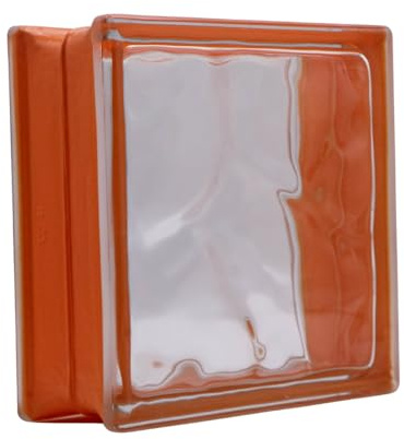 Basic Glasbaustein Wolke Reflex Pastellorange, 19x19x8 cm - 6 Stück
