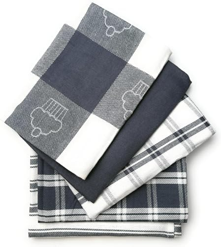 LivinEase 100% Cotton Tea Towels for Kitchen - Pack of 10 Extra Large T Towels - Super Absorbent Dish Cloths for Drying - Decorative Grey Teatowels 70 x 50cm Set