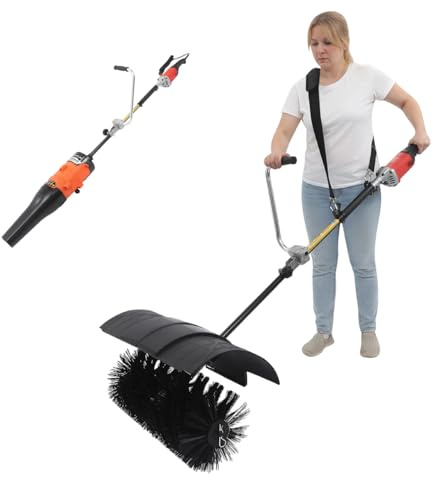 Mqwdxzfes Cepillo eléctrico de mano 2 en 1, soplador con cable con cepillo de 55 cm y correa para el hombro, barredora multifuncional, escoba eléctrica, limpiador exterior para patio, césped, terraza