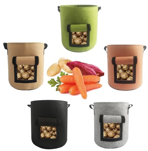 SUPVOX Bolsa de Cultivo de Plantas de Tela No Tejida Marrón 10 Galones (38l) Grande para Sembrar Batata y Patata, Transpirable, Resistente al Viento y Lluvia, Adecuado para Jardín