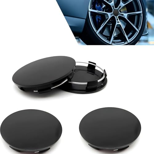 GUOMIS 4 Stück Radnabenkappe, passend für VW- und Audi-Alufelgen (Außendurchmesser 60 mm, Innendurchmesser 56 mm), aus ABS-Material, inklusive verschiedener Radkappen-Zubehörteile (Schwarz)