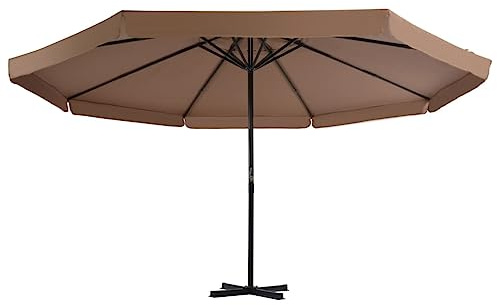 Generico Ombrellone da Giardino in Alluminio con Base Portatile Tortura, Diametro 5 m, Altezza 3,85 m, Meccanismo a Manovella, Base a Croce in Acciaio, Aggiuntiva in Plastica Nera 4 Parti