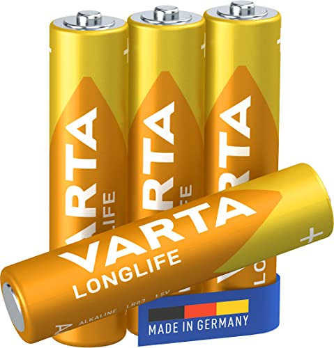 VARTA Batterien AAA, 4 Stück, Longlife, Alkaline, 1,5V, ideal für Fernbedienungen, Wecker, Radios, Made in Germany