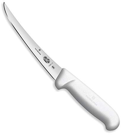 Victorinox Cutlery 6-Inch Semi-Stiff Boning Knife, Curved Blade, White Fibrox Handle