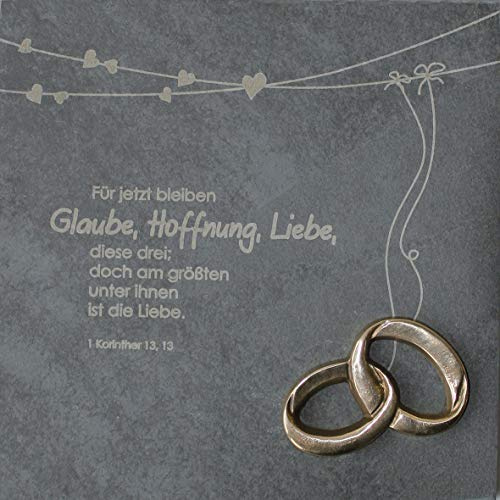 Butzon & Bercker Schieferrelief 'Glaube, Liebe, Hoffnung', 14,5x14,5 cm