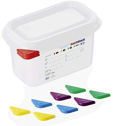 WAS 8619 100 83 Serie Polypropylen Gastronormbehälter mit Stapelrand, 1.00L, 1/9 GN, 100mm Höhe