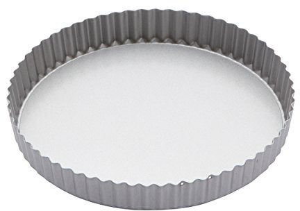 KitchenCraft Molde redondo acanalado antiadherente para flan o quiche con base suelta, 25 cm (1), plateado