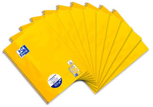 Oxford Collegeblock A4 kariert, weißer Rand rechts, 80 Blatt, gelb, 10 Stück