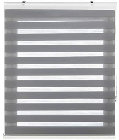 Zebra Textil Sansa Doppelrollo mit dekorativer Kassette, Polyester, Grau, 125 x 250 cm