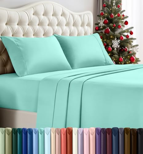 Utopia Bedding Juego de sábanas tamaño Queen, Ropa de Cama de 4 Piezas, Microfibra cepillada, Resistente al Encogimiento y a la decoloración, fácil Cuidado (Queen, Azul SPA)